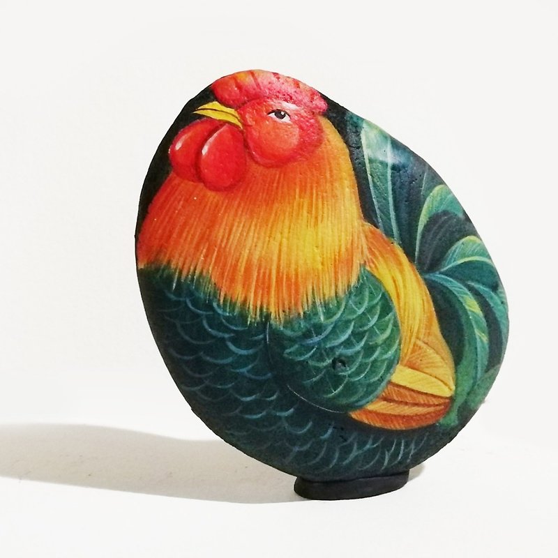 Rooster stone painting. - ตุ๊กตา - หิน สีแดง
