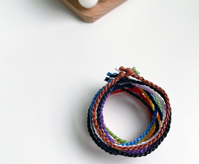 Tether/ monochrome silk Wax thread/ hand-woven anklet - Shop