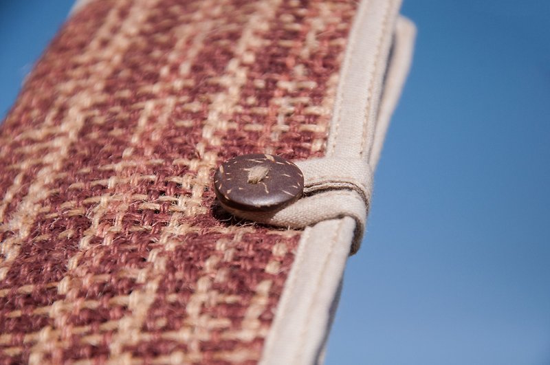 Handmade cotton and linen wallet / woven stitching leather long clip / long wallet / purse / woven wallet - desert color - กระเป๋าสตางค์ - ผ้าฝ้าย/ผ้าลินิน หลากหลายสี