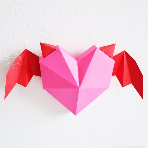 HOBBYMO DIY Paper Devil Heart, 3D Papercraft Printable PDF