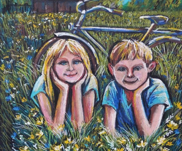 夏休み 子供 夏 絵画 自然 オイルパステル 描画 アート