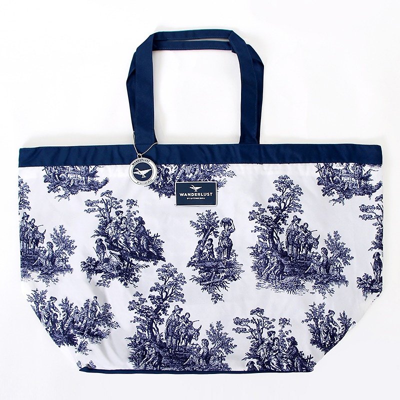Tote bag (large). Toile de Jouy - Messenger Bags & Sling Bags - Polyester Blue