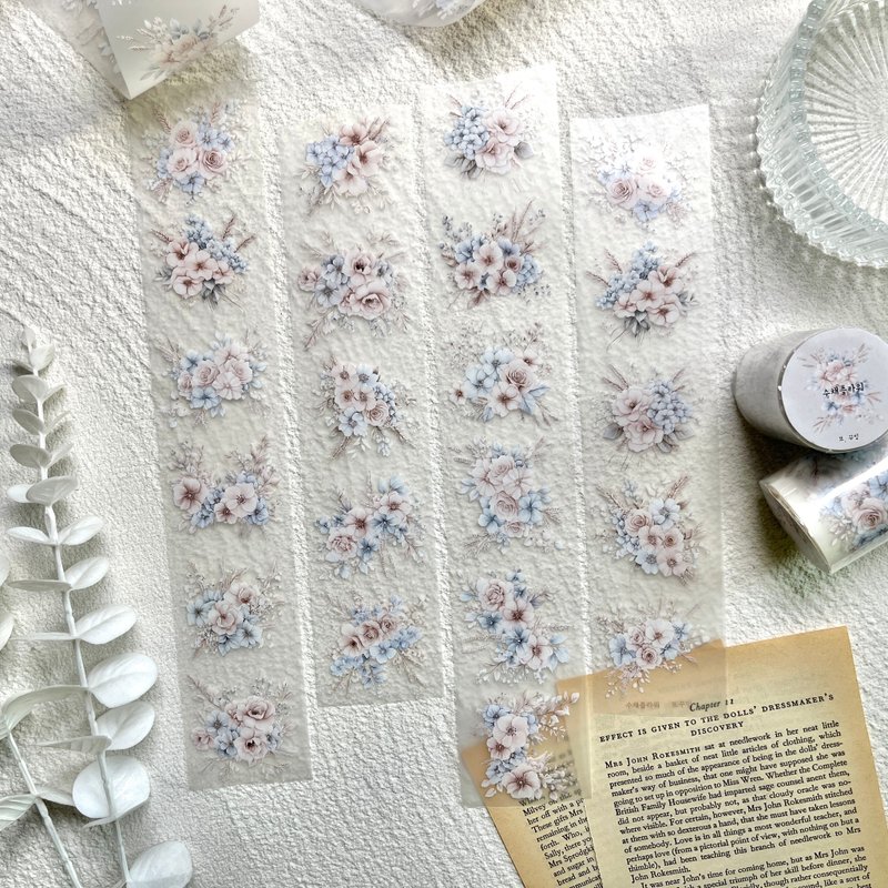 水彩花和紙膠帶 - 貼紙 - 其他材質 粉紅色
