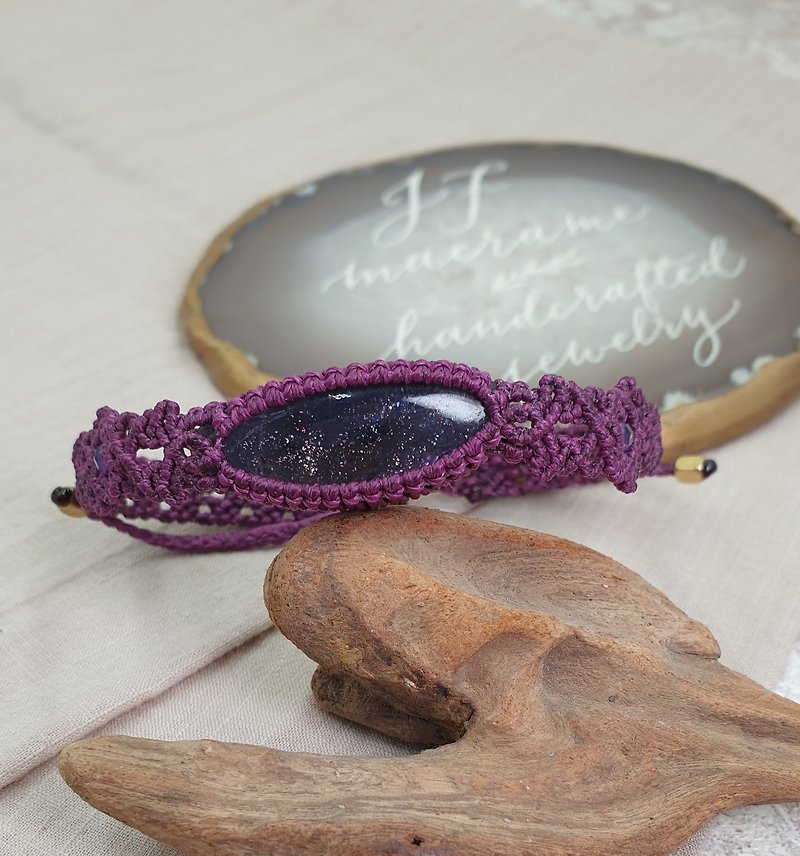 SC03 Star point cordierite macrame hand strap - Bracelets - Other Materials Purple