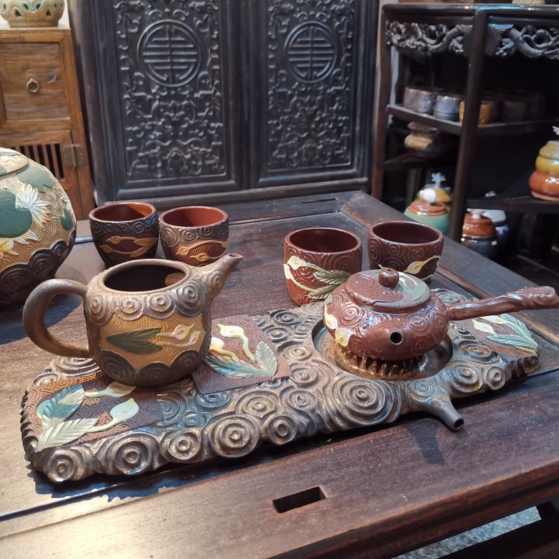 手工製作-花壺系列-海芋茶具套組 - 茶壺/茶杯/茶具 - 陶 