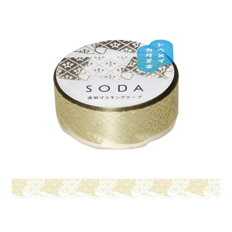 【KING JIM】HITOTOKI SODA Transparent PET Roll Tape 15MM Gold Foil Rolled Window - มาสกิ้งเทป - วัสดุอื่นๆ สีทอง