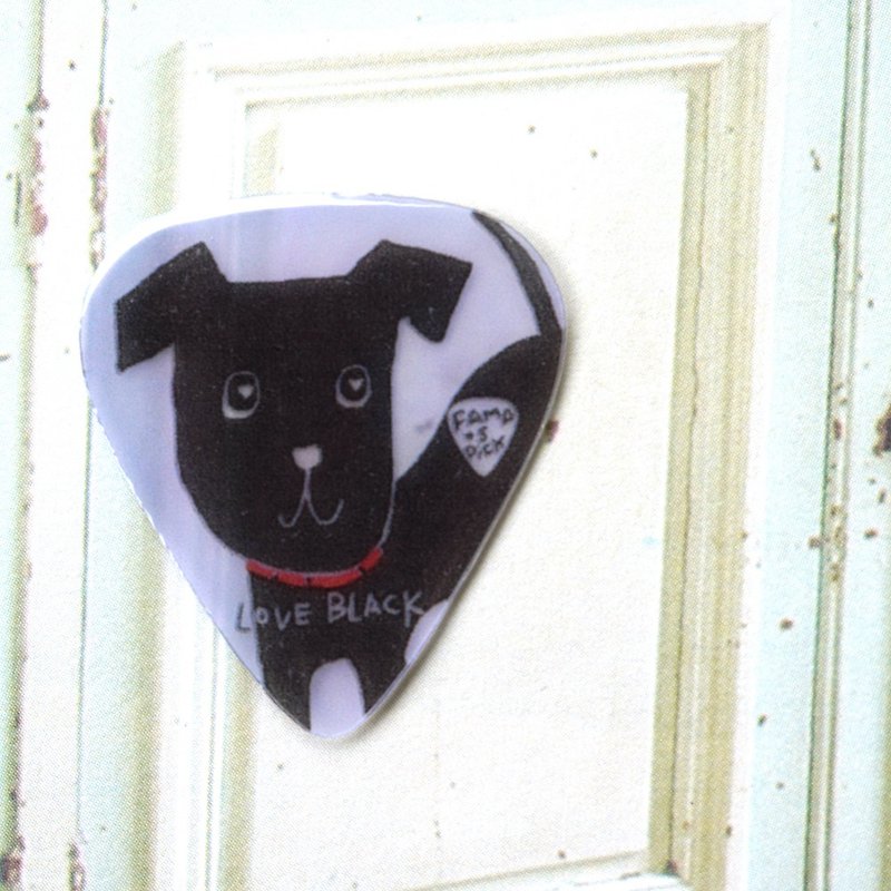 New FaMa's Pick Guitar Shrapnel I Love Little Black Dog - Guitar Accessories - Resin Black