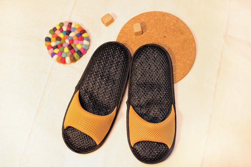 AC RABBIT Low Pressure Indoor Function Air Cushion Slippers-Open Toe-Yellow Comfortable Decompression Original - รองเท้าแตะในบ้าน - เส้นใยสังเคราะห์ สีเหลือง