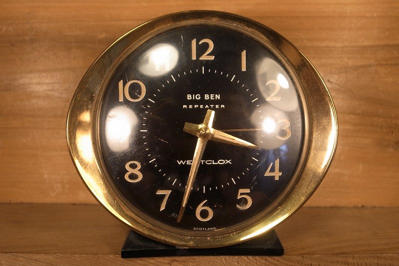 Old bone BIG BEN black gold mechanical alarm clock VINTAGE - Clocks - Other Metals Black