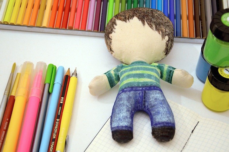 DIY doll to paint - Paint your own doll - Little doll - Perfect gift - Knitting, Embroidery, Felted Wool & Sewing - Cotton & Hemp Multicolor