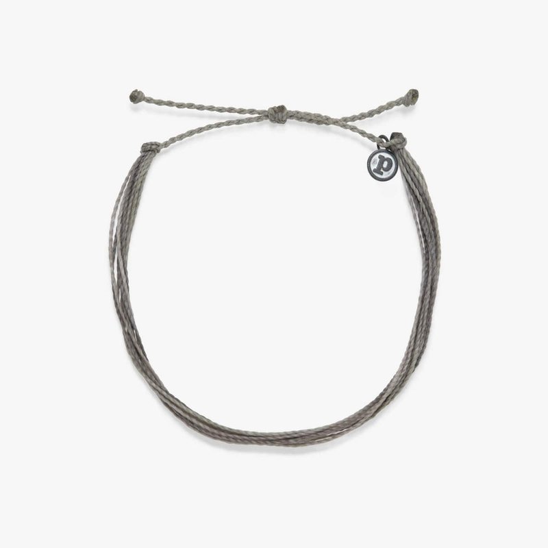 Pura Vida American handmade steel gray waterproof Wax line adjustable surf anklet - กำไลข้อเท้า - วัสดุอื่นๆ สีเทา