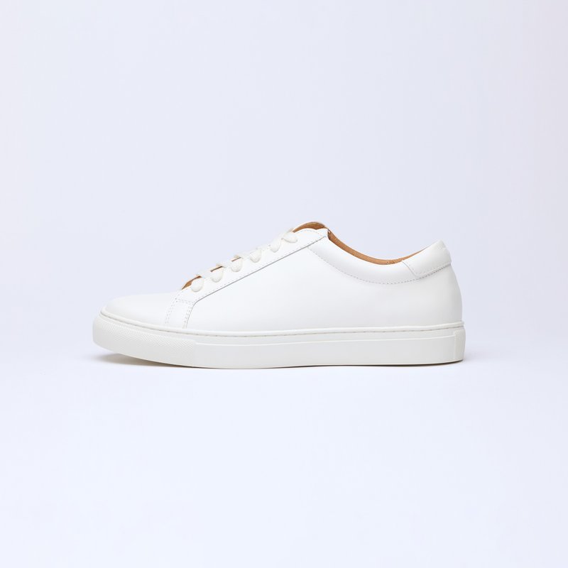 台灣手工真皮男生小白鞋(M05) - 男款休閒鞋 - 真皮 白色