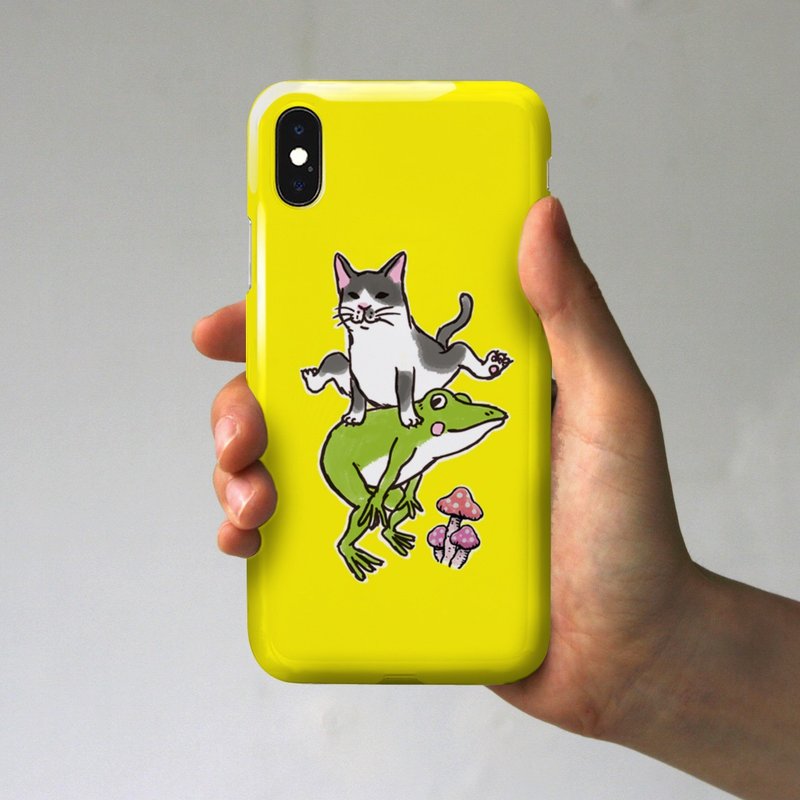 iPhoneケース　猫と青蛙がジャンプ　イエロー - 手機殼/手機套 - 塑膠 黃色