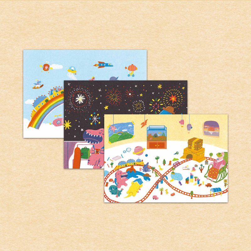 Dinosaur Friends/Picture Book Series Postcards - การ์ด/โปสการ์ด - กระดาษ หลากหลายสี