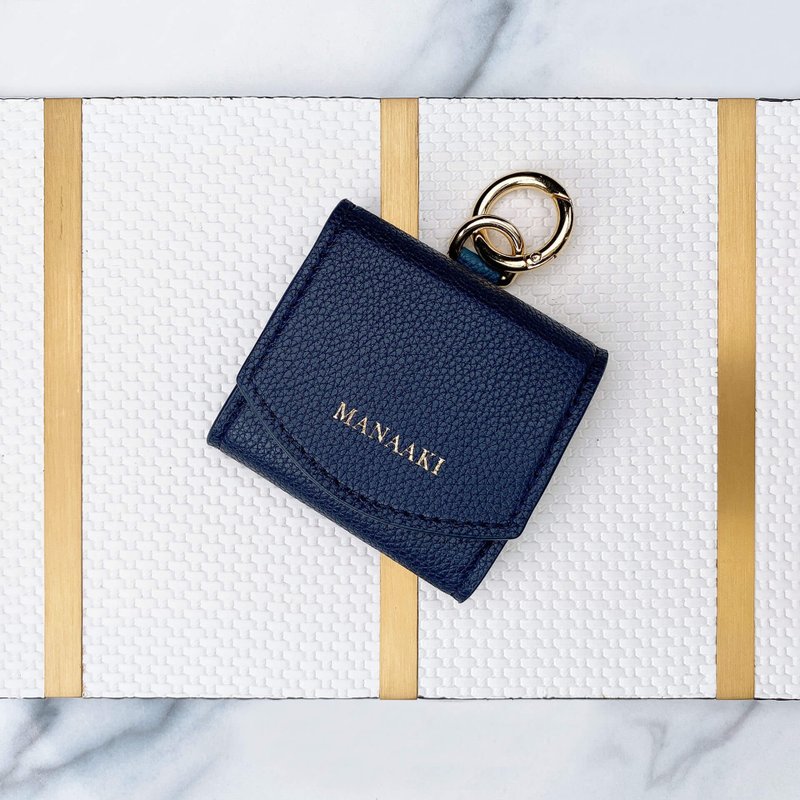 【MANAAKI】Half-moon coin purse small wallet wallet leather - Card Holders & Cases - Eco-Friendly Materials Blue