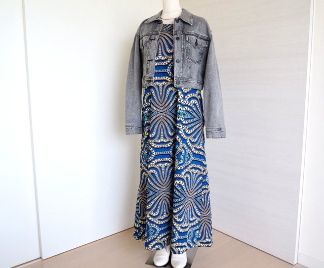 エスニック　ワンピース　手刺繍　ハンドメイド　コットン藍染　新品　タイ製 エスニック ワンピース 手刺繍 ハンドメイド コットン藍染 新品