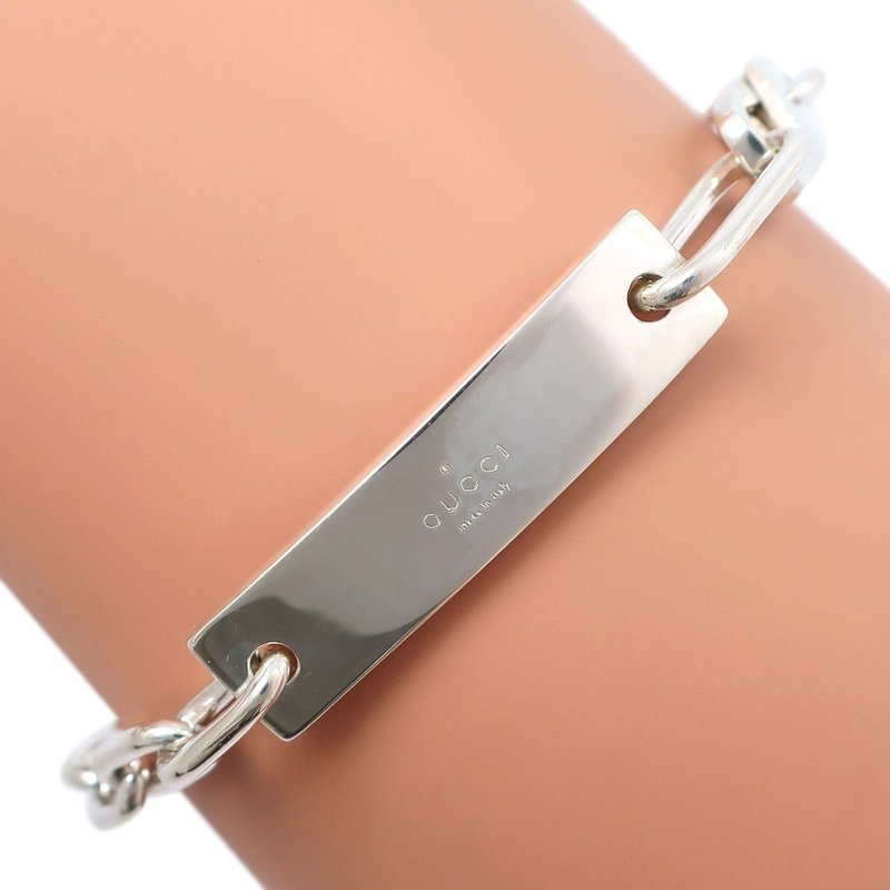 【日本直送】グッチ GUCCI ロゴプレート ブレスレット シルバー925 約19.8g ユニセックス【中古】 - 手鍊/手環 - 銀 銀色