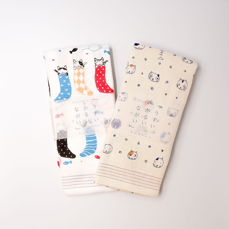 【kontex】100% pure cotton multifunctional Japanese cotton gauze long scarf (big-headed cat, sock cat) - อื่นๆ - ผ้าฝ้าย/ผ้าลินิน หลากหลายสี