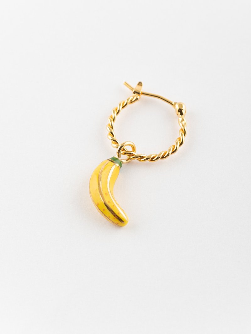 Banana mini hoop - Sold individually - ต่างหู - ดินเผา สีเหลือง