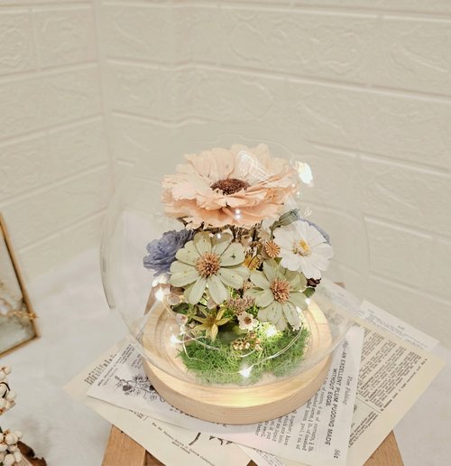 唯有花Oui Flower 永生花盅 玻璃花盅 向日葵 蒲公英 畢業謝師禮 生日 新居 開幕