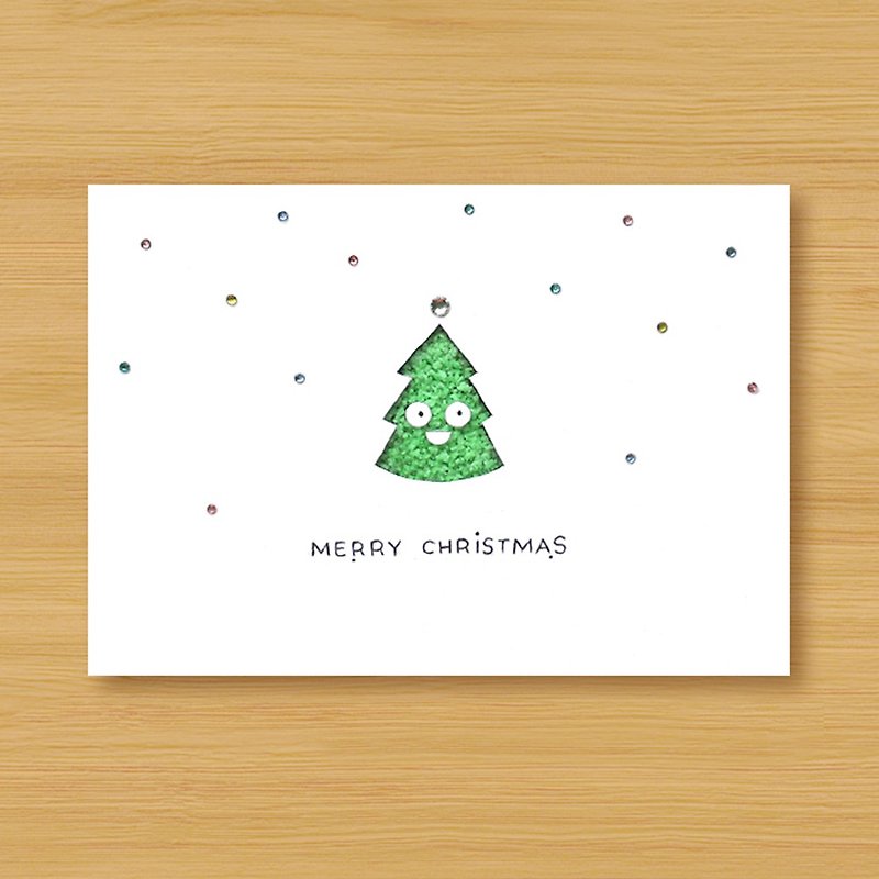 (2 options for choice) handmade luminous card _ little Christmas tree-Christmas card, Christmas - การ์ด/โปสการ์ด - กระดาษ สีเขียว