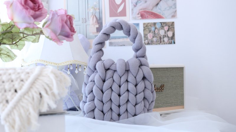 [Material bag] Small-Iceland wool material bag/giant wool/chubby bag - เย็บปัก/ถักทอ/ใยขนแกะ - ผ้าฝ้าย/ผ้าลินิน ขาว