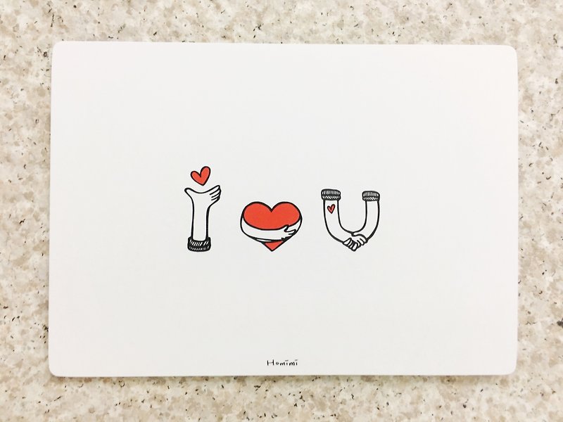 直筆イラストポストカード I LOVE YOU - カード・はがき - 紙 ホワイト