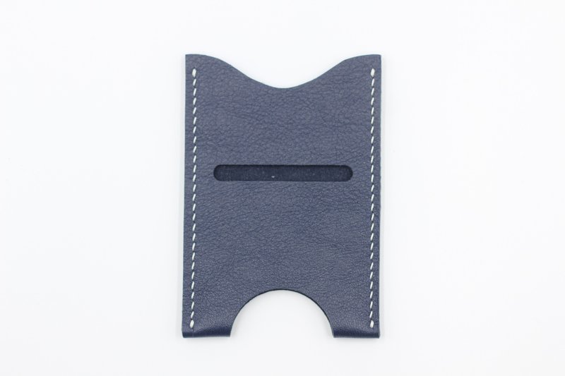 Vegetable Tanned Leather Easy/Credit Card Cover Deep Sea Blue - ที่ใส่บัตรคล้องคอ - หนังแท้ 