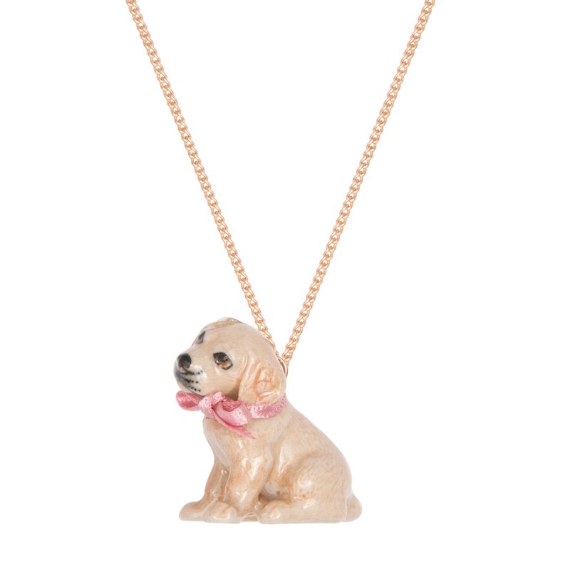 AndMary 手繪瓷項鍊-拉布拉多 禮盒包裝 Golden Labrador PUPPY - 項鍊 - 瓷 卡其色