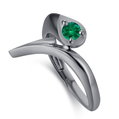 Majade Jewelry Design 祖母綠訂婚戒指-14k金另類求婚戒指-哥特植物結婚戒指-環繞戒指