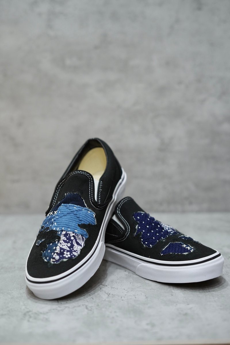 【HIRA】做爛款藍染VANS Slip-On - 男休閒鞋 - 棉．麻 