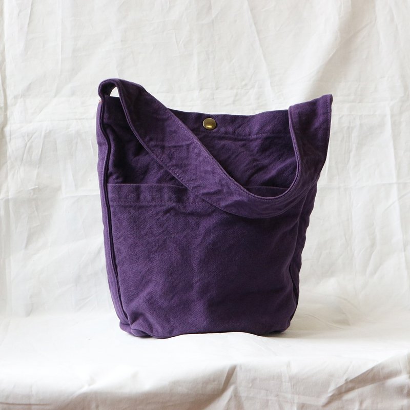 Bucket bag [2024 Fall/Winter limited edition color: Pansy] (VC-33) - กระเป๋าถือ - ผ้าฝ้าย/ผ้าลินิน สีม่วง