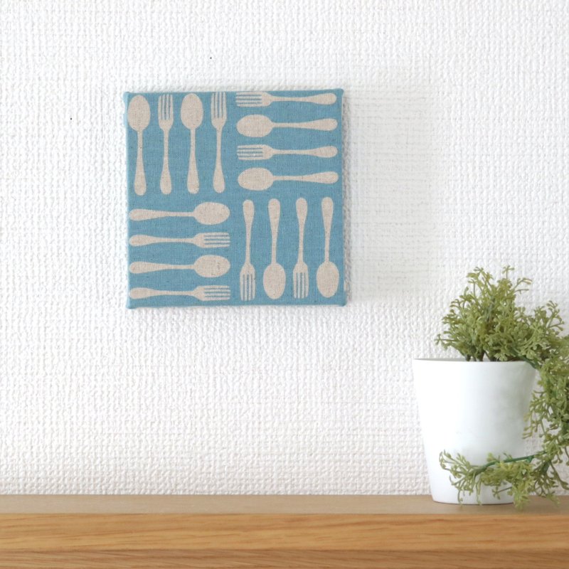 12x12cm ファブリックパネル 【スプーン・フォーク ブルー】 - 壁貼/牆壁裝飾 - 棉．麻 藍色