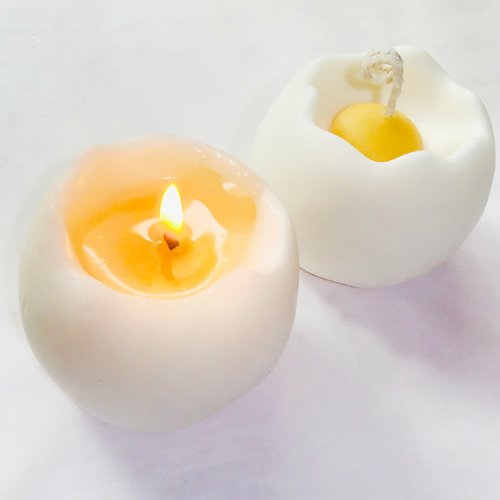 貝殼裡工作室 插畫香氛蠟燭-蛋殼水煮蛋1入│給你元氣滿滿-暖心肉桂X西洋梨X蜂