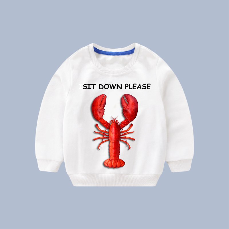 Please sit lobster long sleeve cotton T - เสื้อยืด - ผ้าฝ้าย/ผ้าลินิน ขาว