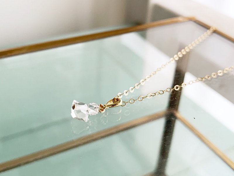 [April Birthstone] Herkimer Diamond (Dream Crystal) Necklace (K14GF) - Necklaces - Semi-Precious Stones Transparent