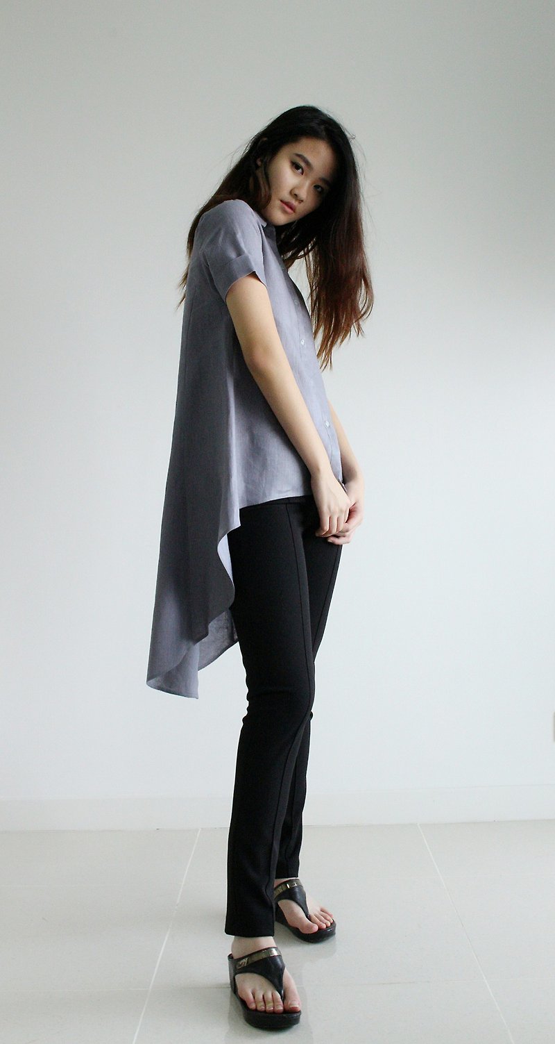 made to order linen blouse / clothing / casual / top / women /natural top E 26T - 女上衣/長袖上衣 - 亞麻 