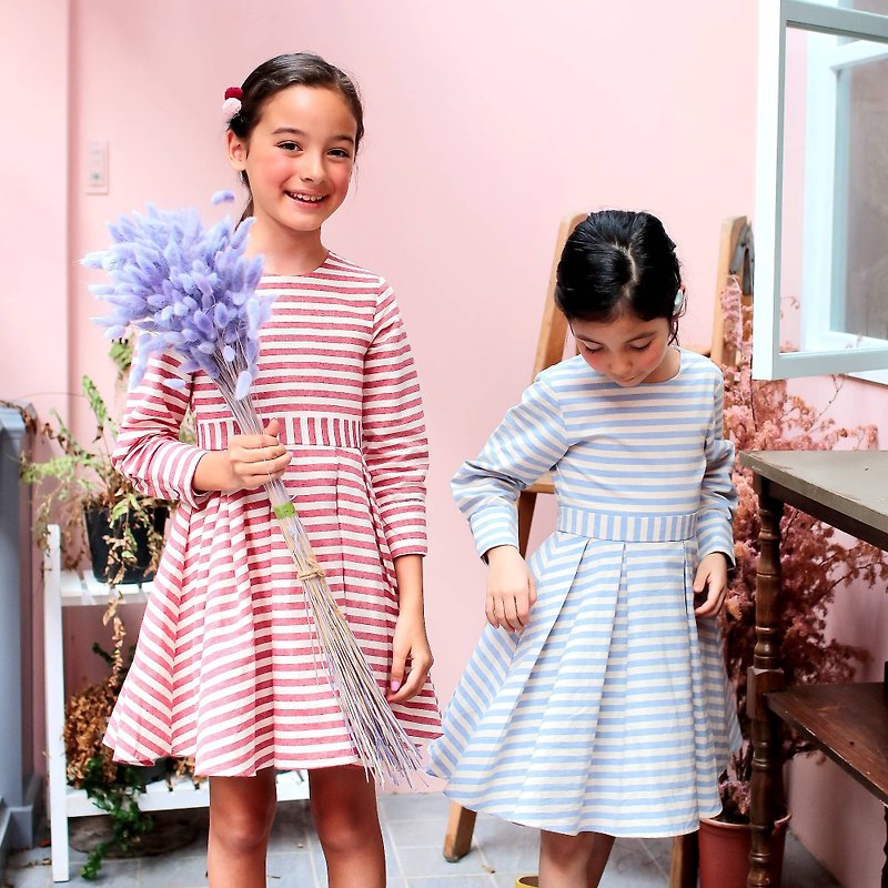 Strip dress (Infant/toddler/girl) - Parent-Child Clothing - Cotton & Hemp Multicolor