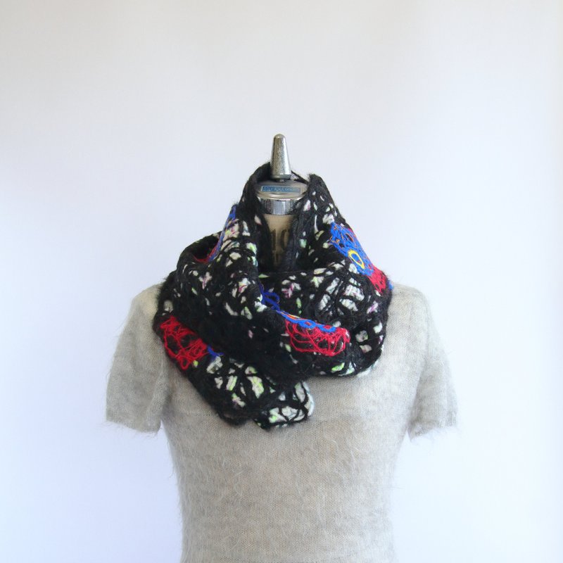 Magic lantern night, forest muffler - Knit Scarves & Wraps - Wool Black