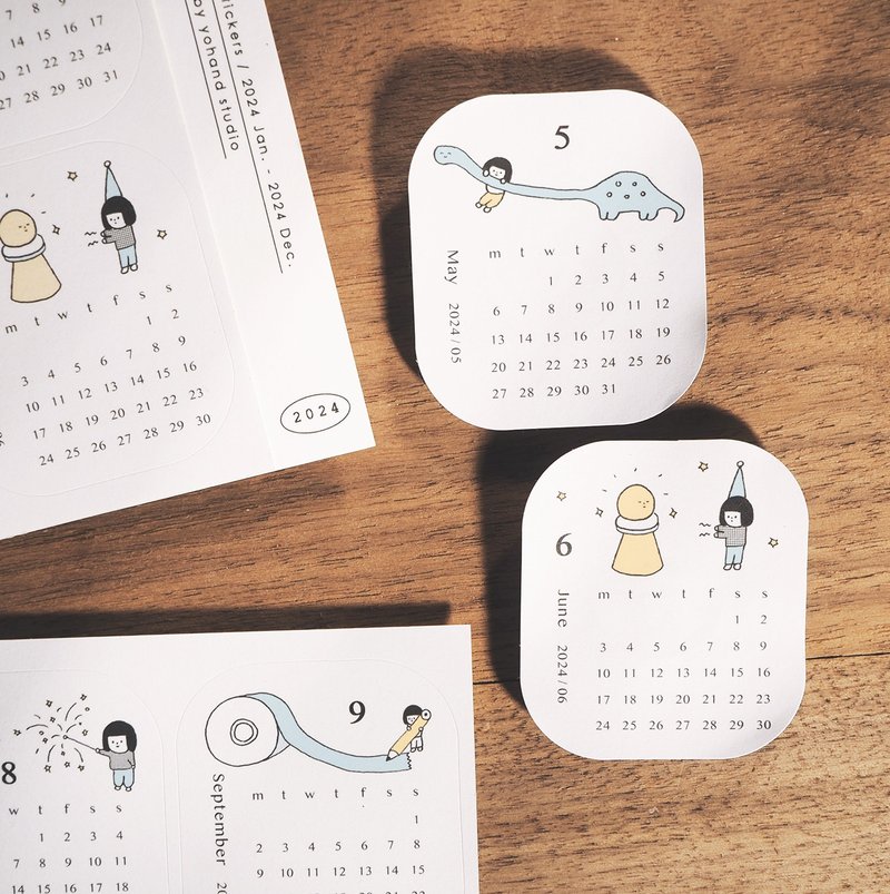 2024 Calendar Stickers - สติกเกอร์ - กระดาษ ขาว