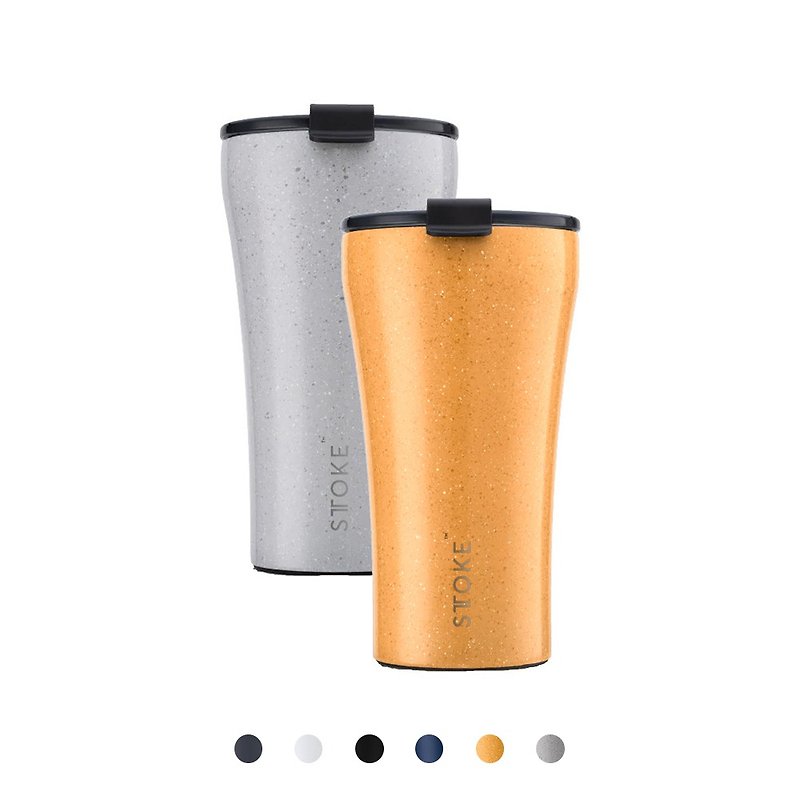 STTOKE Fine Ceramic Leakproof tumbler 360ml (12oz) - กระบอกน้ำร้อน - ดินเผา สีส้ม