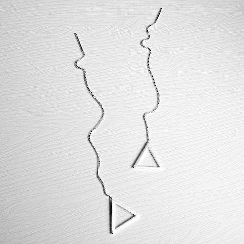 Miss Maru Jewellery 瘋狂幾何 | 極簡三角形造型鏤空925純銀鍊垂墜耳環