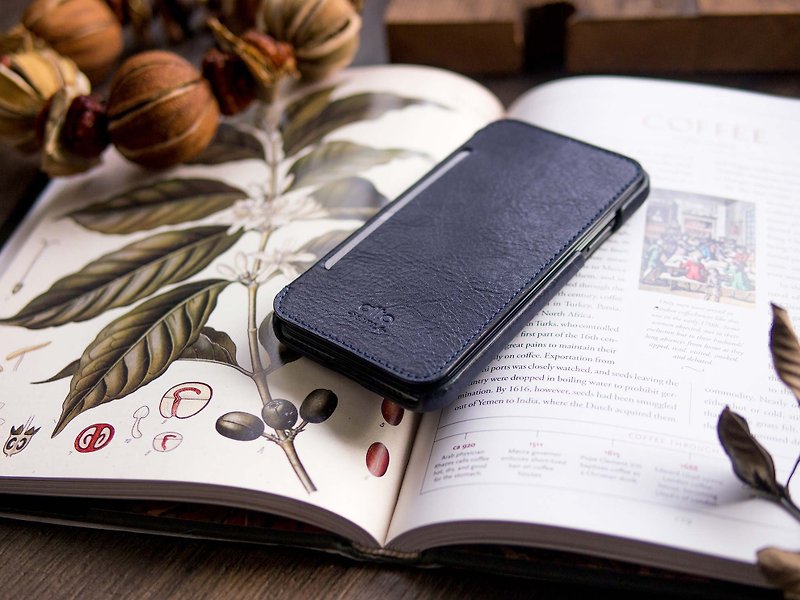 alto Foglia for iPhone X / Xs 革製携帯ケース – 濃紺 Leather Case - スマホケース - 革 ブルー