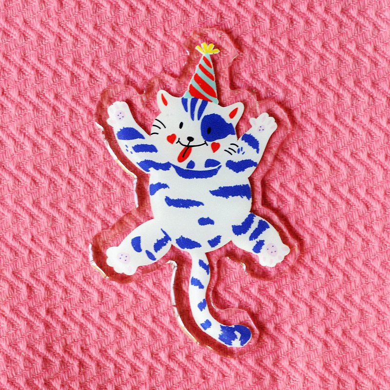 Keychain & Brooch "Cat" - Charms - Acrylic White
