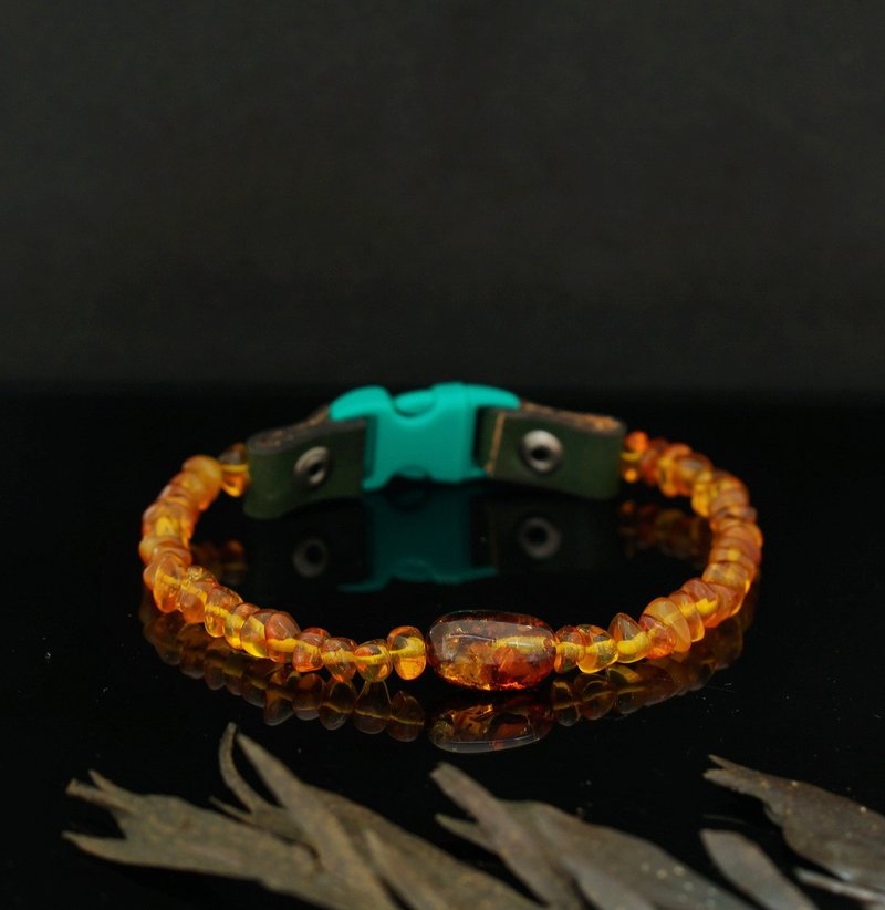 波蘭金琥珀防蚤寵物頸帶-1 ( Baltic Amber Collar For Cats ) - 項鍊 - 寶石 