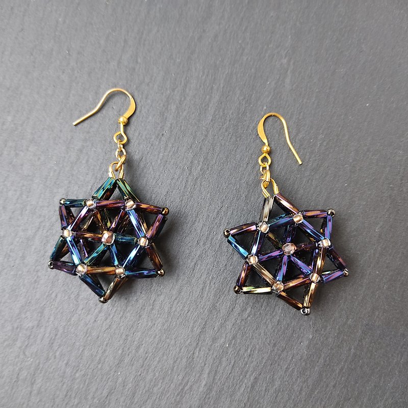 Earrings Stars geometric beaded shiny light large - Earrings & Clip-ons - Glass Multicolor