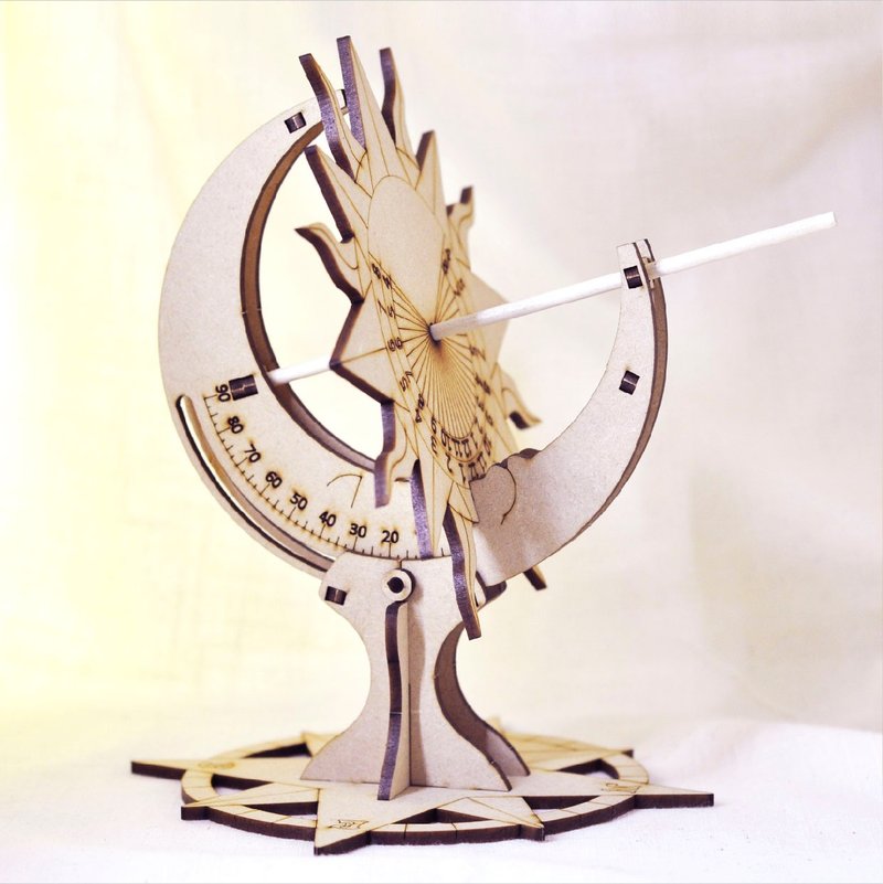 [Astronomical Time] Helios Sundial | Equatorial Time Observation Wooden Teaching Aids are available all over the world - Wood, Bamboo & Paper - Wood Brown