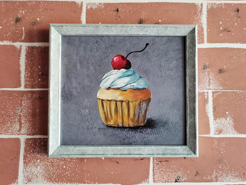 Cake original framed painting / Cute kitchen wall decor / Dessert picture - 壁貼/牆壁裝飾 - 壓克力 多色