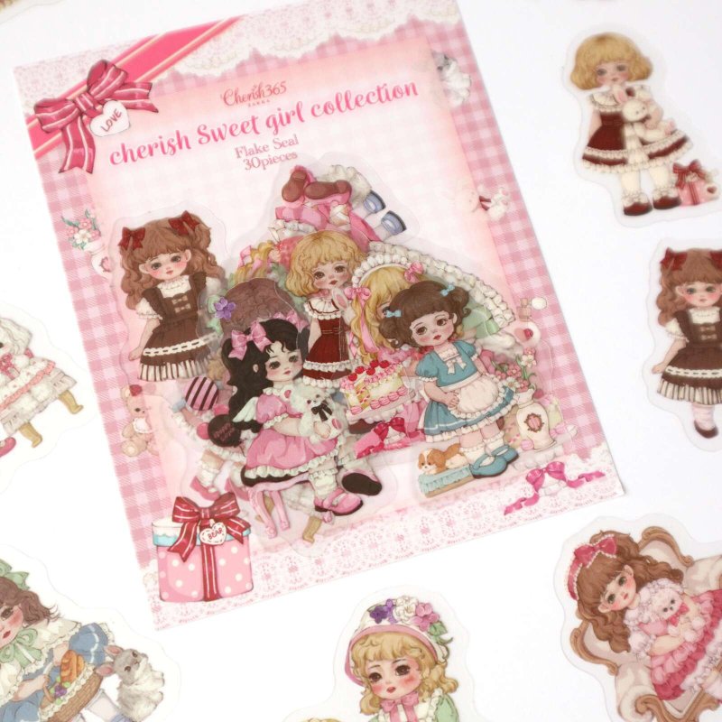 [Cherish sweet girl collection] Matte PET flake stickers 30 sheets CHO390 - สติกเกอร์ - วัสดุกันนำ้ สึชมพู