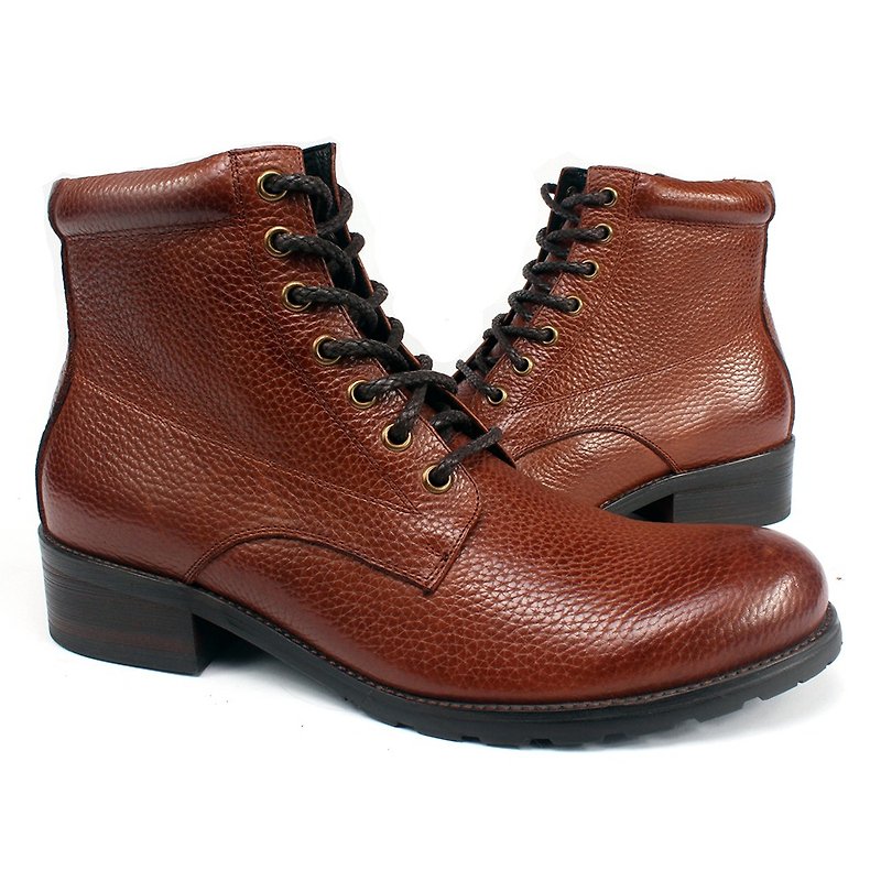 Sixlips American simple zipper tooling boots brown - รองเท้าบูธผู้ชาย - หนังแท้ สีนำ้ตาล